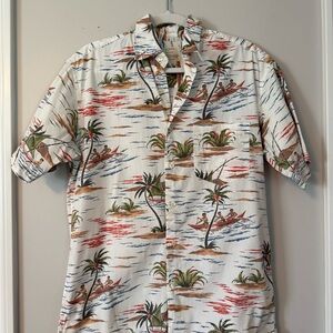 Men’s J. Crew White Short-Sleeve Hawaiian Print Button-Down Shirt